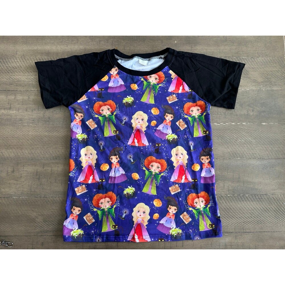 Girls 10/12 Hocus Pocus Witches Halloween Shirt Soft Stretch Purple Spooky
